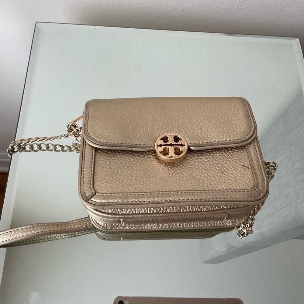 Tory Burch Chain Mini Shoulder Crossbody Bag Gold Hardware Leather - Picture 12 of 12